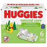 Huggies Natural Care Sensitive Baby Wipes, Unscented, Hypoallergenic, 6 Flip-Top Packs (288 Wipes Total)