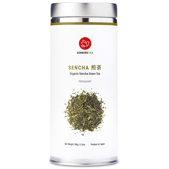 Senbird Organic Sencha - Japanese Green Tea - From Shizuoka, Japan - Loose Leaf Tea In Airtight Tea Tin (3.5oz/100g)