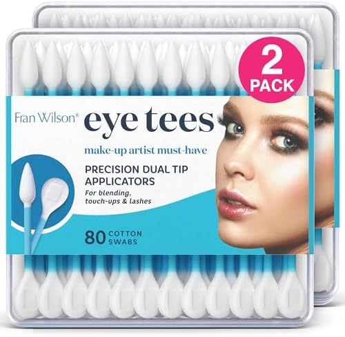 Fran Wilson EYE TEES COTTON TIPS 80 Count (2 PACK) - Precision Makeup Applicator, Double-sided Swabs with Pointed and Rounded Ends for Perfect Blending, Effective Cleaning and Precise Touch-ups