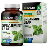 BIO KRAUTER Spearmint Capsules - Spearmint Supplement for Digestive Health & Stress Relief - Organic Mentha Spicata 1000 mg - 250 Vegan Capsules - No Filler Spearmint Pills