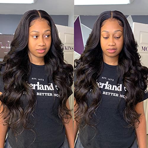 Aopusi Human Hair Bundles with Closure Body Wave Bundles with Closure 10A Brazilian Virgin Remy Human Hair 4×4 Lace Closure with Bundles Hair Weave Natural Color(20 22 24 26+18,Free Part)