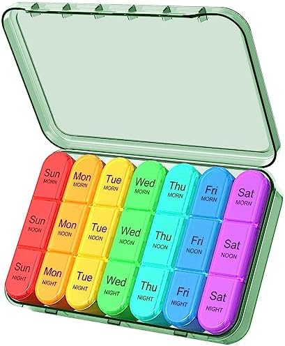 Daviky Weekly Pill Organizer 3 Times a Day, Pill Box 3 Times a Day, Daviky Travel Pill Box 7 Day with Large Pill Containers, Pill Cases Organizers 7 Day, Daily Medicine Organizer to Hold Medication