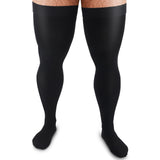 Zhanmai Thigh High Compression Socks 20-30 Mmhg Compression Stockings Thigh High Socks for Men Swelling (Black, 3XL)