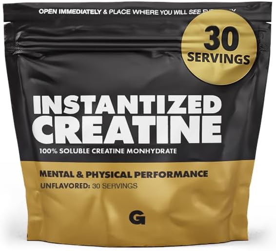 Instantized Creatine Monohydrate Gains in Bulk, Worlds First 100% Soluble Creatine for Strength, Performance, and Muscle Building (30 Servings)