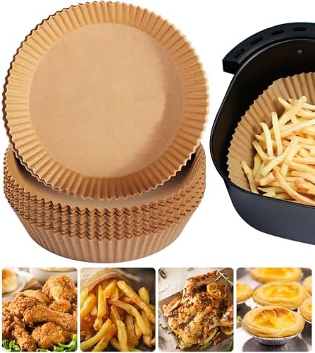 Air Fryer Disposable Paper Liners for Ninja AF101, 125 Pcs Round Parchment Cooking Liner for Airfryer, Microwave Oven, Frying Pan, 6.3 Inch Oil-proof Filters Sheets for 2 3 4 4.5 Qt Baking Basket