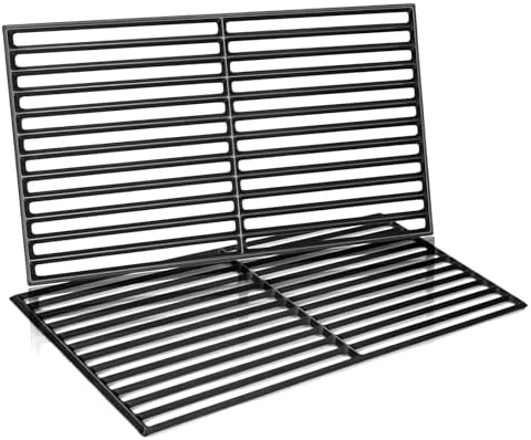 Uniflasy Cast Iron Cooking Grates for Cuisinart GAS2256AS, Cuisinart 2256, 18'' x 20.4" Grid Grates Replacement Parts for Cuisinart 2-Burner Gas Grill, Set of 2