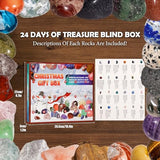 2024 Advent Calendar for Kids Toys Gifts Box with Crystals & Rocks & Minerals, 24 Days Rock Collection Christmas Countdown Calendar with Mini Gemstone Dig Kit, Birthday Holiday Gift for Girls Boys