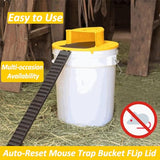 Fximey Mouse Trap Flip Lid Mice Rat Trap, 5 Gallon Bucket Compatible Mouse Catching Traps for Indoor/Outdoor, Automatic Reset Flip Trap Safe Reusable Bucket Lid Rat Traps - 2 Pack