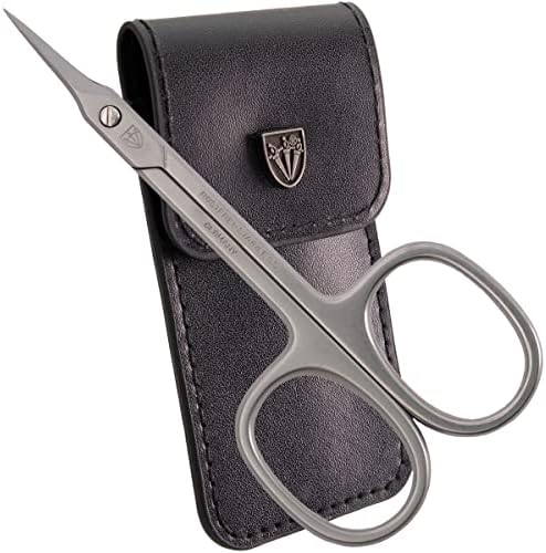 3 Swords Germany - brand quality STAINLESS STEEL INOX CURVED CUTICLE TOWERPOINT SCISSORS (1 PIECE) with case for manicure pedicure - nail care by 3 Swords - Made in Germany