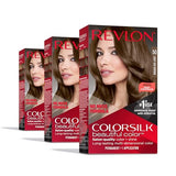 Revlon ColorSilk Beautiful Color Permanent Hair Color, Long-Lasting High-Definition Color, Shine & Silky Softness with 100% Gray Coverage, Ammonia Free, 50 Light Ash Brown, 3 Pack