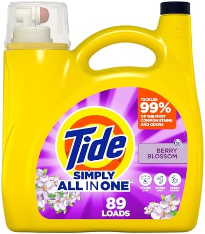 Tide Simply Clean & Fresh Liquid Laundry Detergent, Berry Blossom Scent, 89 loads, 117 fl oz