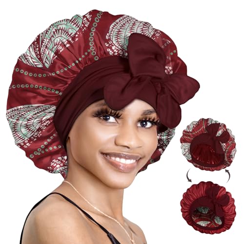 BONNET QUEEN Silk Bonnet for Sleeping Women Reversible Double Layer Satin Bonnet Hair Bonnet Night Sleep Cap for Curly Hair