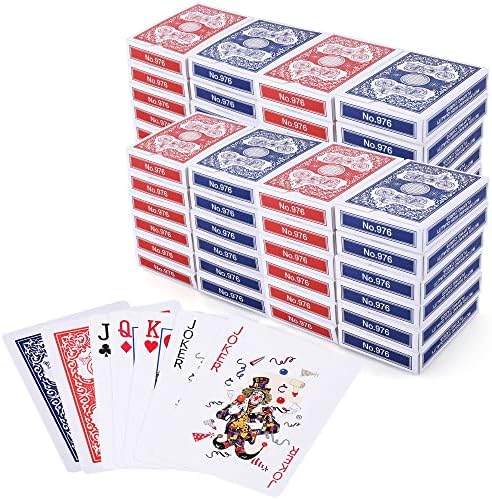 LotFancy Playing Cards Bulk, 144 Decks of Cards - 72 Blue and 72 Red, Poker Size Standard Index, for Blackjack, Euchre, Canasta Card Game, Casino Grade