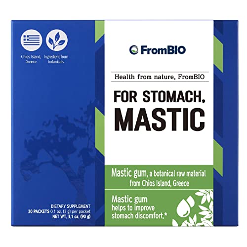 FromBIO Chios Mastic Gum Supplement for Stomach (30 Sticks) - Alternative to Probiotics for Digestive Health. 1,050mg Mastic, 107.8mg Oleanolic Acid