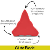 GLUTE BLADE Plus Piriformis Massage Roller with 3 Different Heads for Targeted Trigger Point Pressure, Relieve Pain and Tightness in The Low Back and Sciatica (Larger Size, Hard Density, Red)