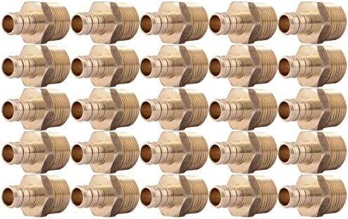 SharkBite 1/2 Inch Crimp MNPT Male Adapter, Pack of 25, Brass Plumbing Fitting, PEX Pipe, Copper, UC120LF