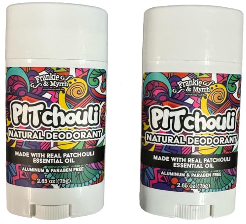 Frankie and Myrrh PITchouli 2 Pack | Natural Patchouli Deodorant for Women and Men | Real Essential Oils | Aluminum Free-Baking Soda, Coconut Oil and Shea Butter (2.56 oz) Paraben and Phthalate Free