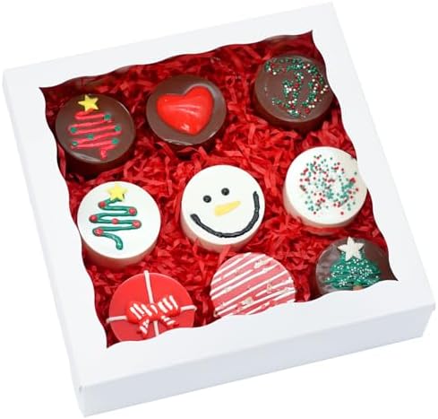 15pcs 8x8x2 Inch Bakery Boxes with window: Cookie Boxes Pie Boxes Chocolate Covered Strawberries Boxes for Christmas Valentine's Thanksgiving-White