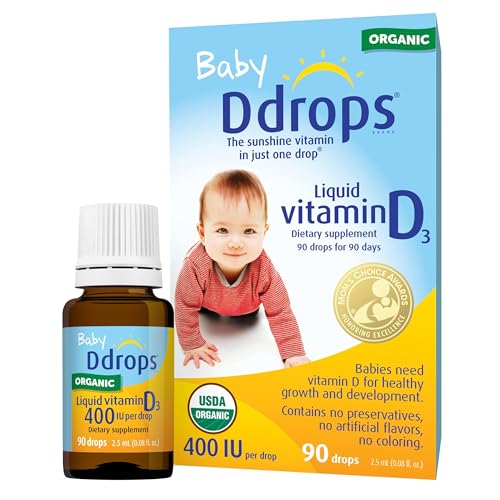 Ddrops 1072834 400 IU Liquid Vitamin D3 Drops for Babies, 0.08 Fl. Oz (Pack of 2)