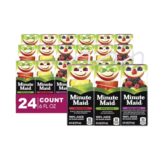 Minute Maid 24-Pack Brick-Pack Collection of 8 Orange + 8 Apple + 8 Fruit Punch Fruit Juice Drink, 6.0 fl oz Brick-Pack