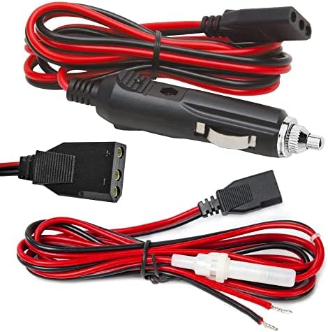 CB Power Cord 3 Pin Plug Cable 2-Wire 15A Fused Replacement with 12V Car Cigarette Lighter Plug for Cobra Uniden Midland Mobile CB Ham Radio (3PIN 2PACK)