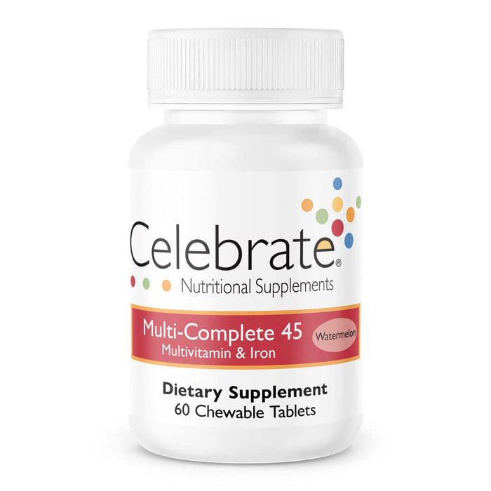 Celebrate Vitamins Multi-Complete Chewable Bariatric Multivitamin with 45 mg of Iron, Watermelon, for Sleeve Gastrectomy and Gastric Bypass Surgery Patients, 60 Count