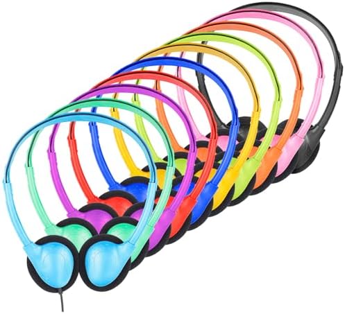 Bulk Classroom Headphones for Students Kids School 15 Pack Wholesale Headphones Class Set with 3.5mm Jack for Chromebook Laptop PC Computer Mixed Colors (A)