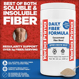 Yerba Prima Daily Fiber Formula - 20 oz Powder - Unflavored, Concentrated Blend of Soluble/Insoluble, Psyllium Seed Husks, Acacia Gum, Apple Fiber for Bulk - Dietary Bulking Supplement - Regularity