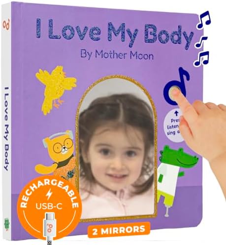 Cali's Books I Love My Body by Mother Moon | Musical Books for Toddlers 1-3 | Books for 1 Year Old | Books for 2 Year Old | Interactive Sound Book | Emotions & Self-Love | Rechargeable