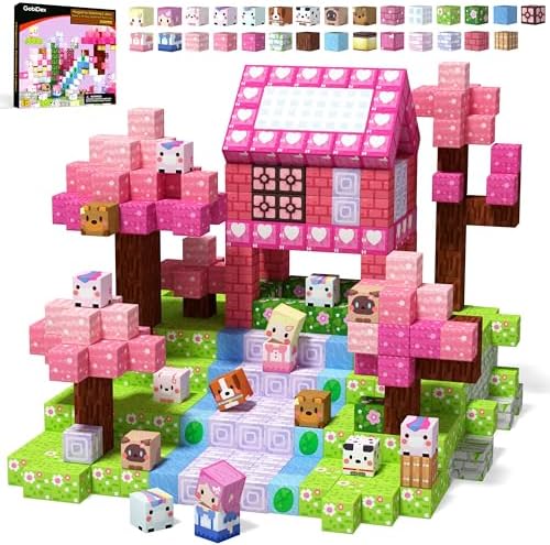 GobiDex 100PCS Magnetic Blocks Kid Building Toys for 3+ Years Old Girls, Upgraded STEM Sensory Gifts for Princess, Kids Magnets Game for Toddler