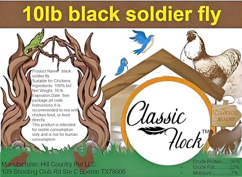10lb Black Soldier Fly Larvae for Chicken Feed,100% Natural Non-GMO BSF Larvae-More Calcium Than Dried Mealworms High-Protein Chickens Treats, Food for Wild Birds, Ducks, Layer Hens