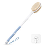 Back Scrubber Body Shower Brush: 20.5‘’ Extra Long Anti Slip Handle Bath Brush with Stiff and Soft Bristles - Showering Exfoliator for Women, Men, Elderly (Blue)