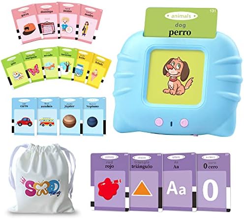 Spanish Flash Cards for Kids,Bilingual Flash Cards for Toddler/Beginning - ABC,Numbers,Colors,Shapes,Español/English Talking for Preschool,Kindergarten,Ages 2+