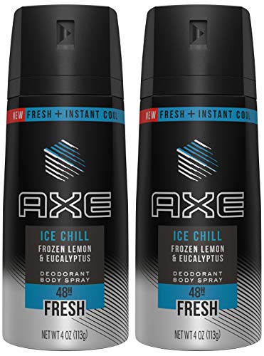 Axe Deodorant Body Spray - Ice Chill - Frozen Lemon & Eucalyptus - Net Wt. 4 OZ (113 g) Per Can - Pack of 2 Cans