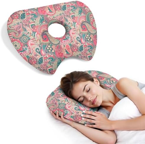 Ear Piercing Pillow for Side Sleepers Pillows with Holes for Ear Pain,Donut Pillow for Ear Side Sleeping Pillow for Adults CNH Ear Pain Relief Pressure Sores Ear Pillow with Hole in Center