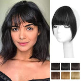 NAYOO Clip in Bangs 100% Real Human Bangs Hair Extensions French Bangs Clip on Hair Bangs for Women Fringe with Temples Hairpieces Curved Bangs for Daily Wear（Natural Black）