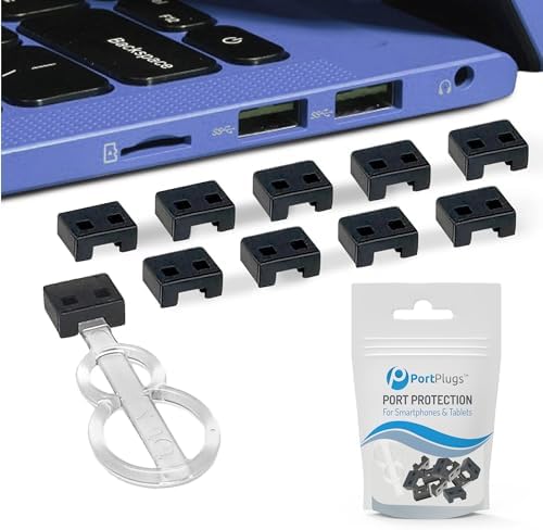 PortPlugs USB-A Port Blockers - Key Lock USB Security for PC, Laptop & Notebook - Removable Type-A Data Protection - Dust & Moisture Resistant Shield | Black (10-Pack)