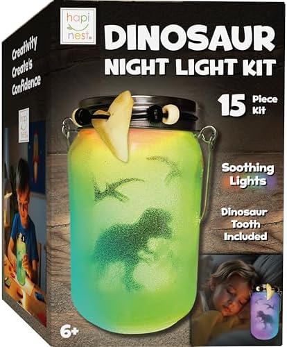 Hapinest DIY Dinosaur Toy Lantern Make Your Own Night Light Kit, Dino Toy Lanterns for Kids, Dinosaur Arts and Crafts Birthday Gift Ideas for Kids Boys Girls Ages 6 7 8 9 10 Years Old & Up