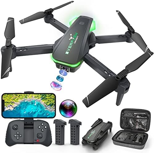 Drone with 1080P Camera for Beginners and Kids, Foldable Remote Control Quadcopter with Voice Control, Gestures Selfie, Altitude Hold, One Key Start, 3D Flips, 2 Batteries, Toy for Boys Girls