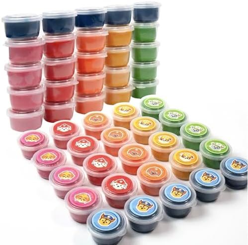 Paw Patrol Dough Party Pack, 25-Pack, Includes Colorful Paw Patrol Sensory Doughs, 6 Colors, 2 oz. Each, Reusable Paw Patrol Toys, Party Favors For Kids, Travel Toys, 3 Year Old Boy Toys, Sensory Play