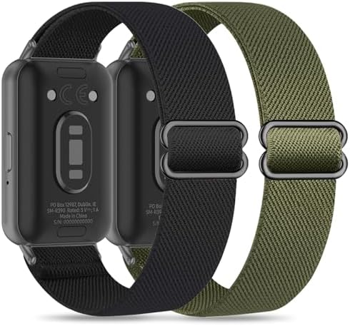 2 Pack Stretchy Nylon Compatible with Samsung Galaxy Fit 3 Band for Women Men, Elastic Adjustable Soft Sport Strap Wristband for Galaxy Fit 3 Band SM-R390