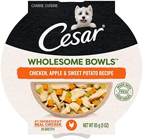 CESAR WHOLESOME BOWLS Adult Soft Wet Dog Food Chicken, Apple & Sweet Potato Recipe, (10) 3 oz. Bowls