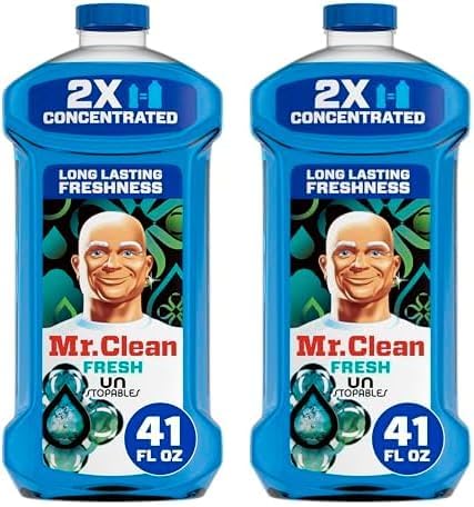 Mr. Clean 2X Concentrated Multi Surface Cleaner with Unstopables Fresh Scent, All Purpose Cleaner, 41 fl oz (Pack of 2)