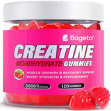 Creatine Monohydrate Gummies 5000mg for Men & Women, Gomitas de Creatina 5g Creatine Monohydrate, 0g Sugar Chewables Creatine Pre-Work Out for Muscle Strength, Vegan, Strawberry Flavor, 120 Count