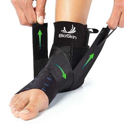 BioSkin Ankle Compression Brace - Ankle Wrap for Sprained Ankle, Post Injury Ankle Brace, Ankle Support Brace for Women and Men, Swollen Feet Relief, HSA or FSA Eligible