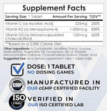 Nootropics Depot Vitamin D3 + K2 with Vitamin C Tablets | 60 Count | Cholecalciferol + Menaquinone-4 (MK-4) | Mood, & Bone Health | Healthy Calcium Absorption