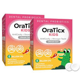 OraTicx Kids Dental Probiotics for Anti-Cavity + Healthy Teeth and Gums, 8 Billion CFU Probiotics for Oral Health, Sugar Free Yogurt Flavor 2-Pack