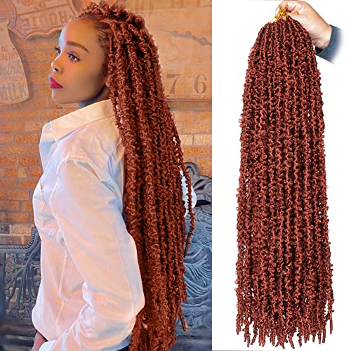 ZRQ 2 Packs 30 Inch Butterfly Locs Crochet Braids Hair, Pre-looped Ginger Distressed Faux Locs 350 Goddess Locs Handmade Boho Soft Locs For Women (2 Packs 350#)