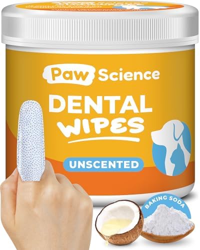 Dog Teeth Cleaning Wipes - Dental Finger Wipes for Cats & Dogs - Pet Toothbrush & Tooth Brushing Kit - Effective Teeth Cleaner