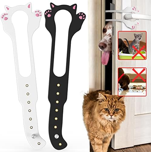 Cat Door Latch Holder,【8 Adjustable Sizes】 Stronger Flex Cat Door Stopper, Keep Door Open 1.5" to 8", Let's Cats in and Keeps Dogs Out of Litter & Food, No Tool Required & No Wall Damage